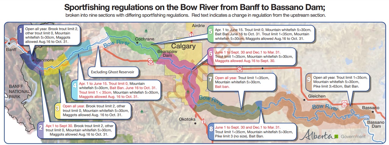 fishing regulations on the bow river map